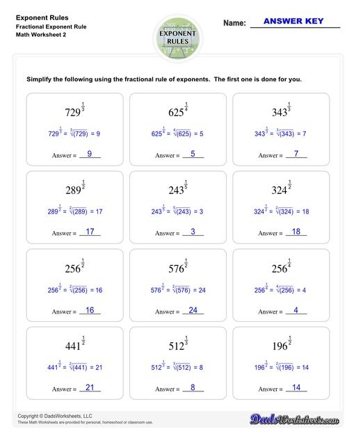 exponent worksheet pdf