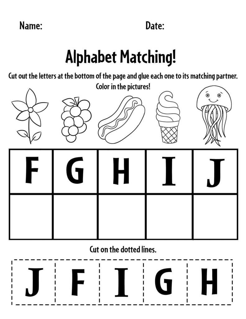 free printable alphabet matching worksheet