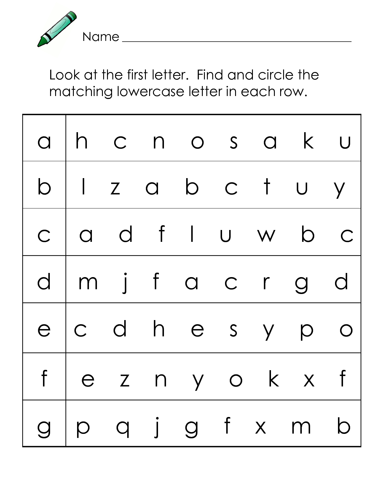Alphabet Matching Worksheet