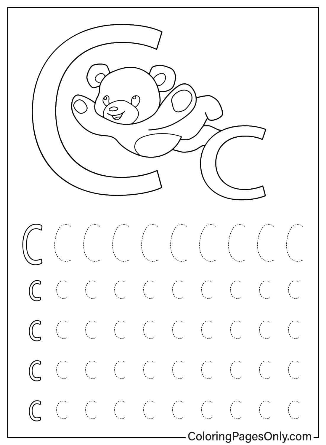 Alphabet Trace Letter C Preschool Worksheet Free Printable Coloring Pages