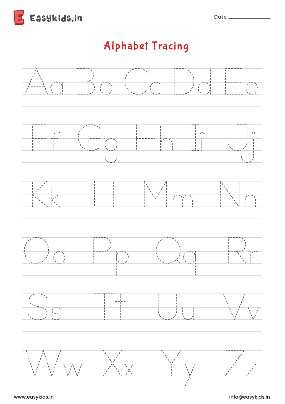 alphabet tracing worksheet