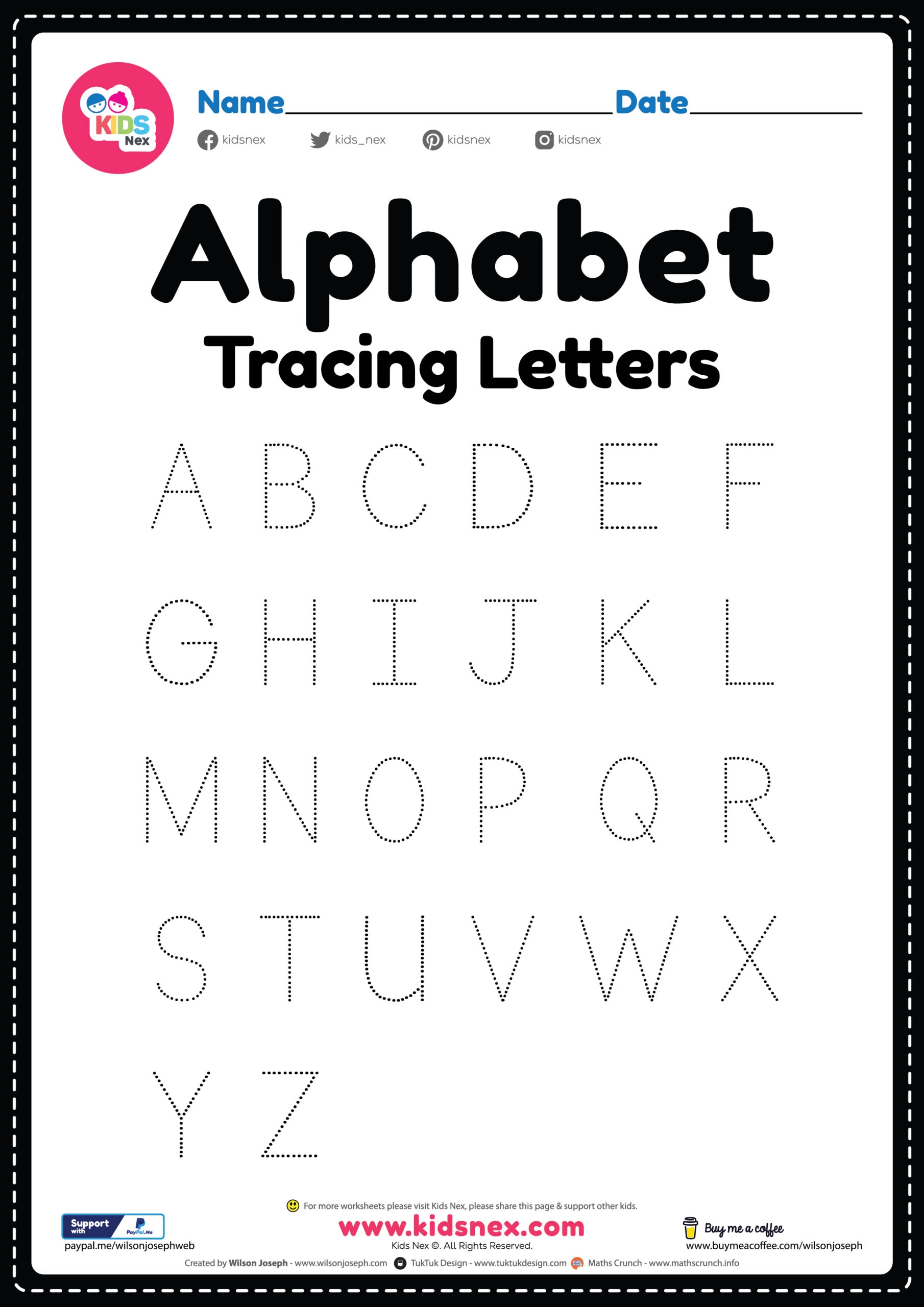 trace alphabet worksheet