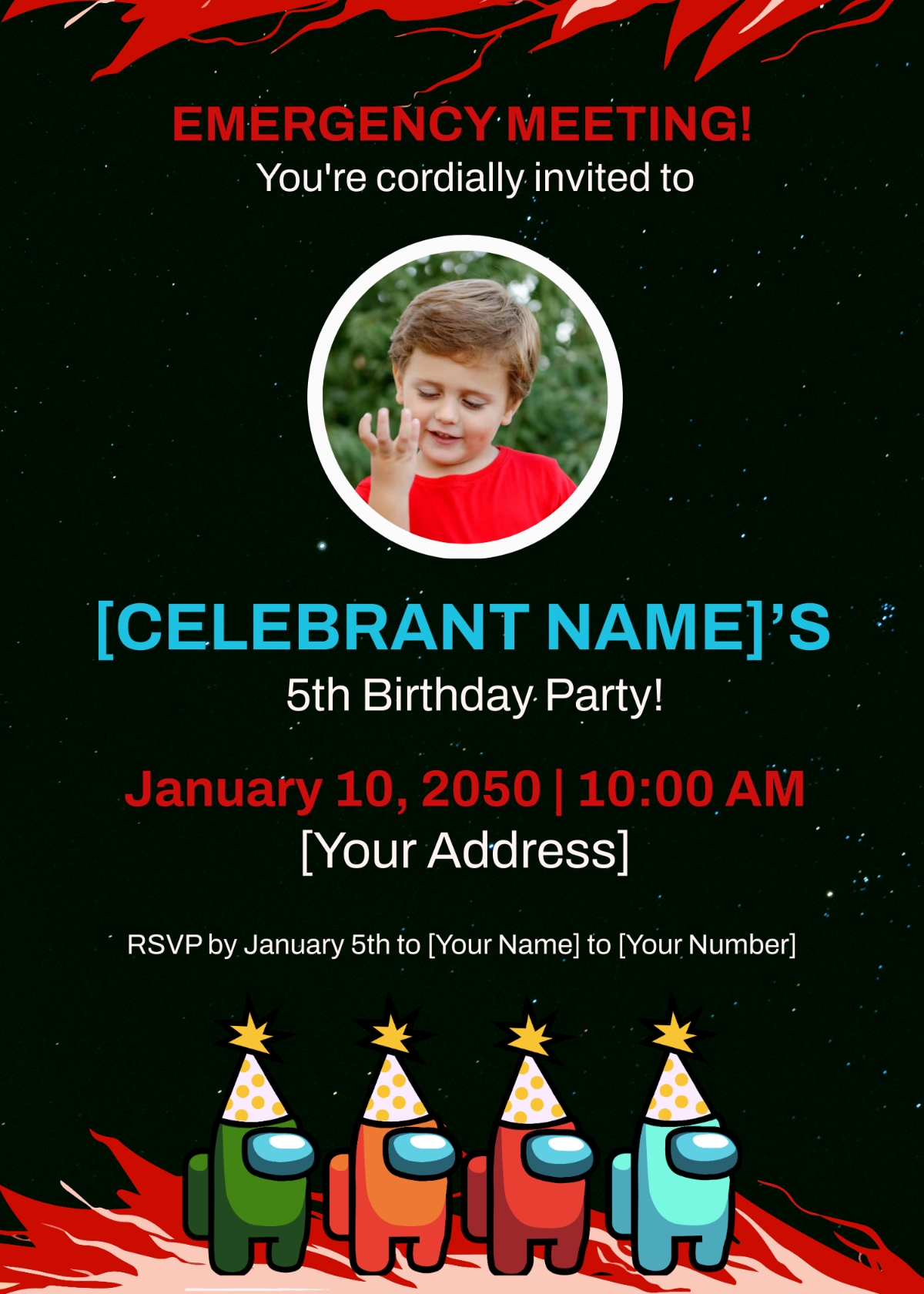 Among Us Birthday Invitation Template Edit Online Download Example 