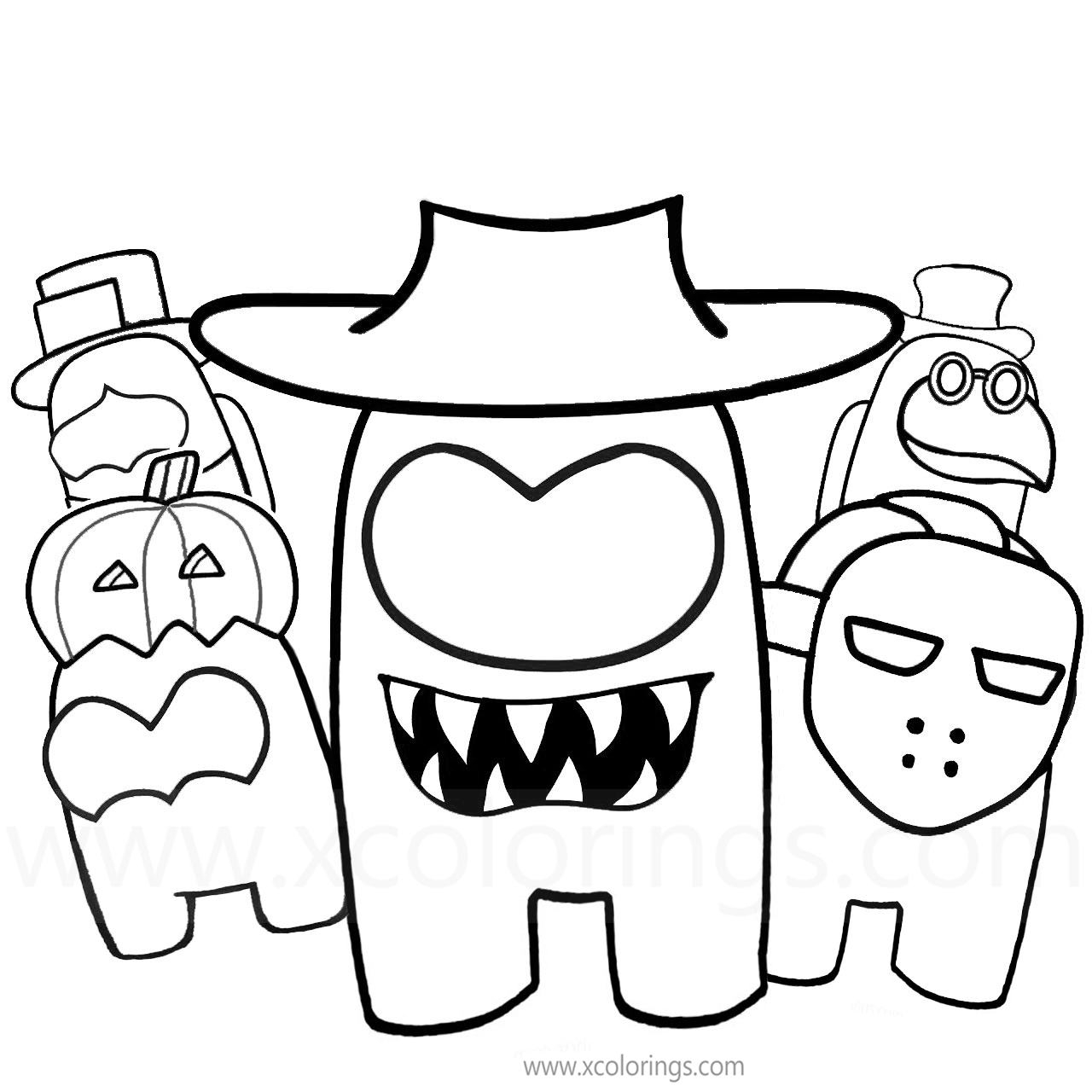 Among Us Halloween Coloring Pages Printable XColorings