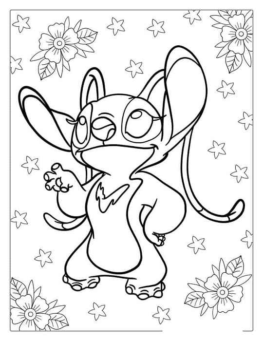 Stitch And Angel Coloring Page