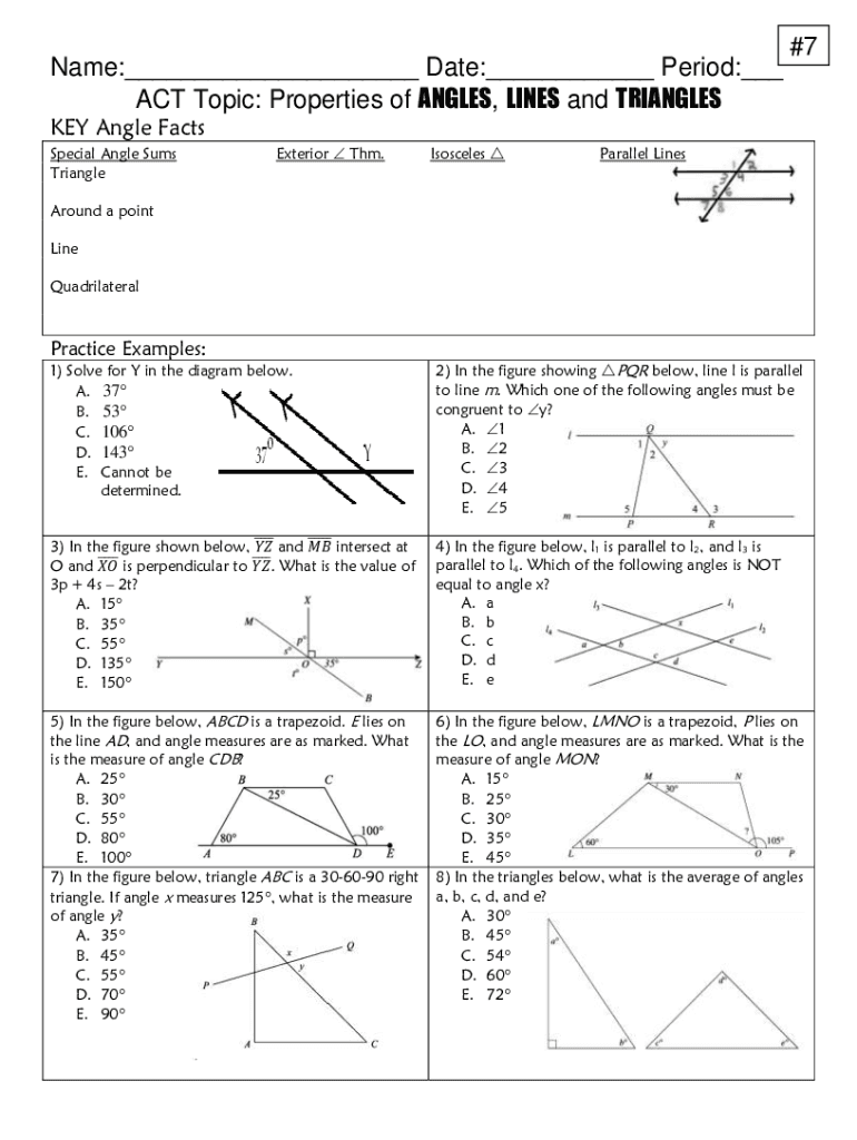 Angle Proofs Worksheet Fill Online Printable Fillable Blank 