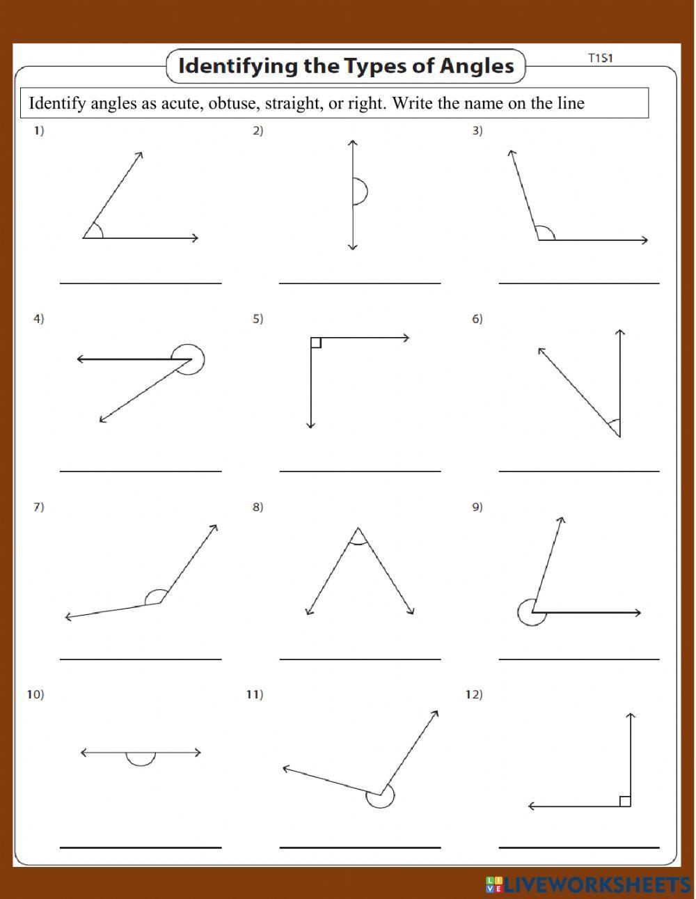 Angle Types Acute Obtuse Right Worksheets Worksheets Library