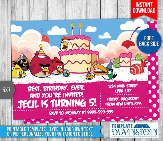 Angry Birds Invitation Angry Birds Birthday By TemplateMansion Bird