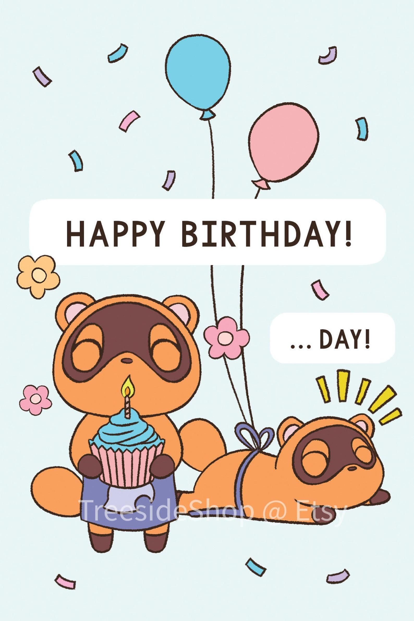 printable animal crossing birthday card