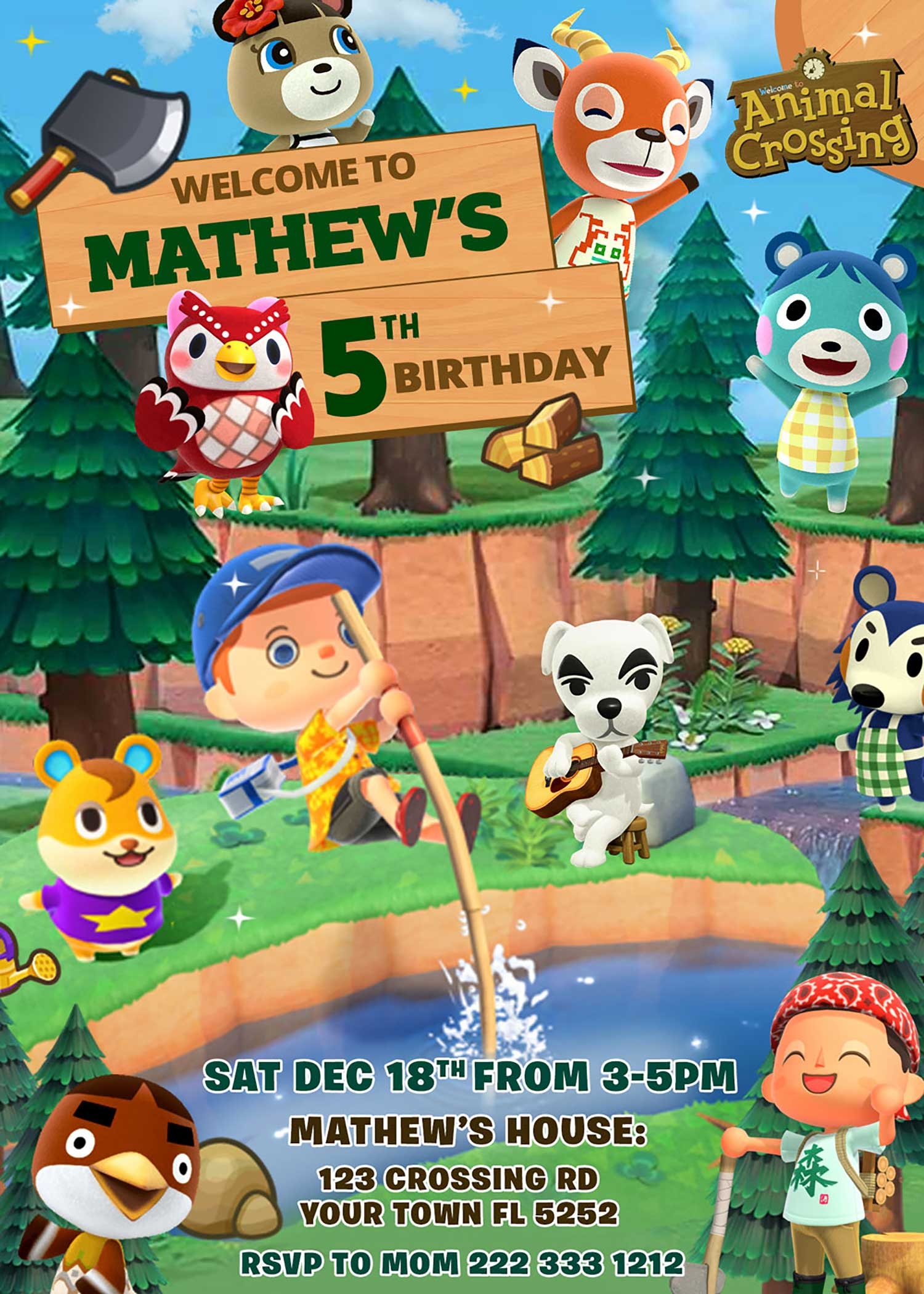 Animal Crossing Birthday Invitation Fantastic Invite