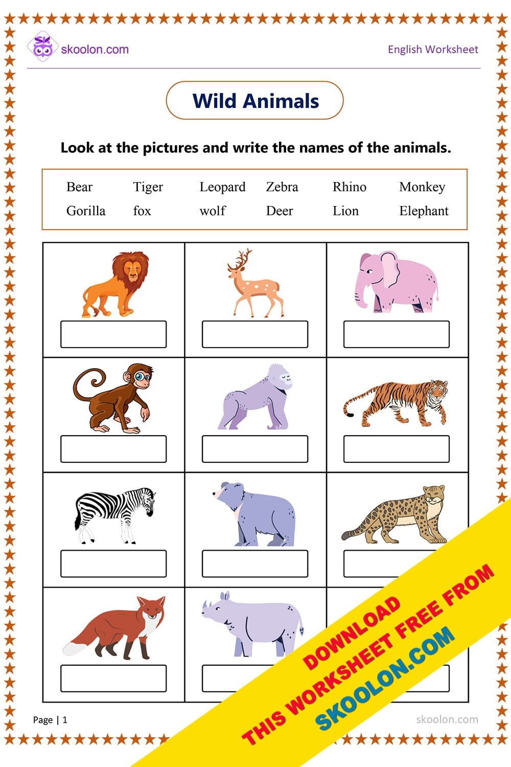 animals worksheet