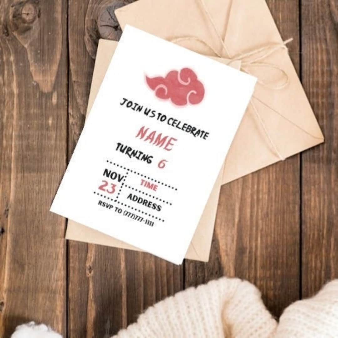 Anime Invitation Template Anime Birthday Invitation Etsy