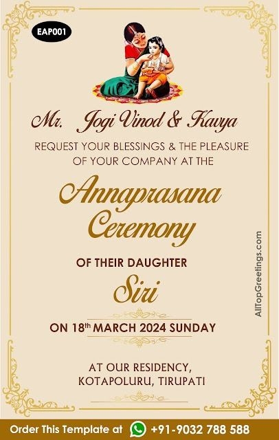 Annaprasana Invitation Card Template Editing Online Invitation Cards