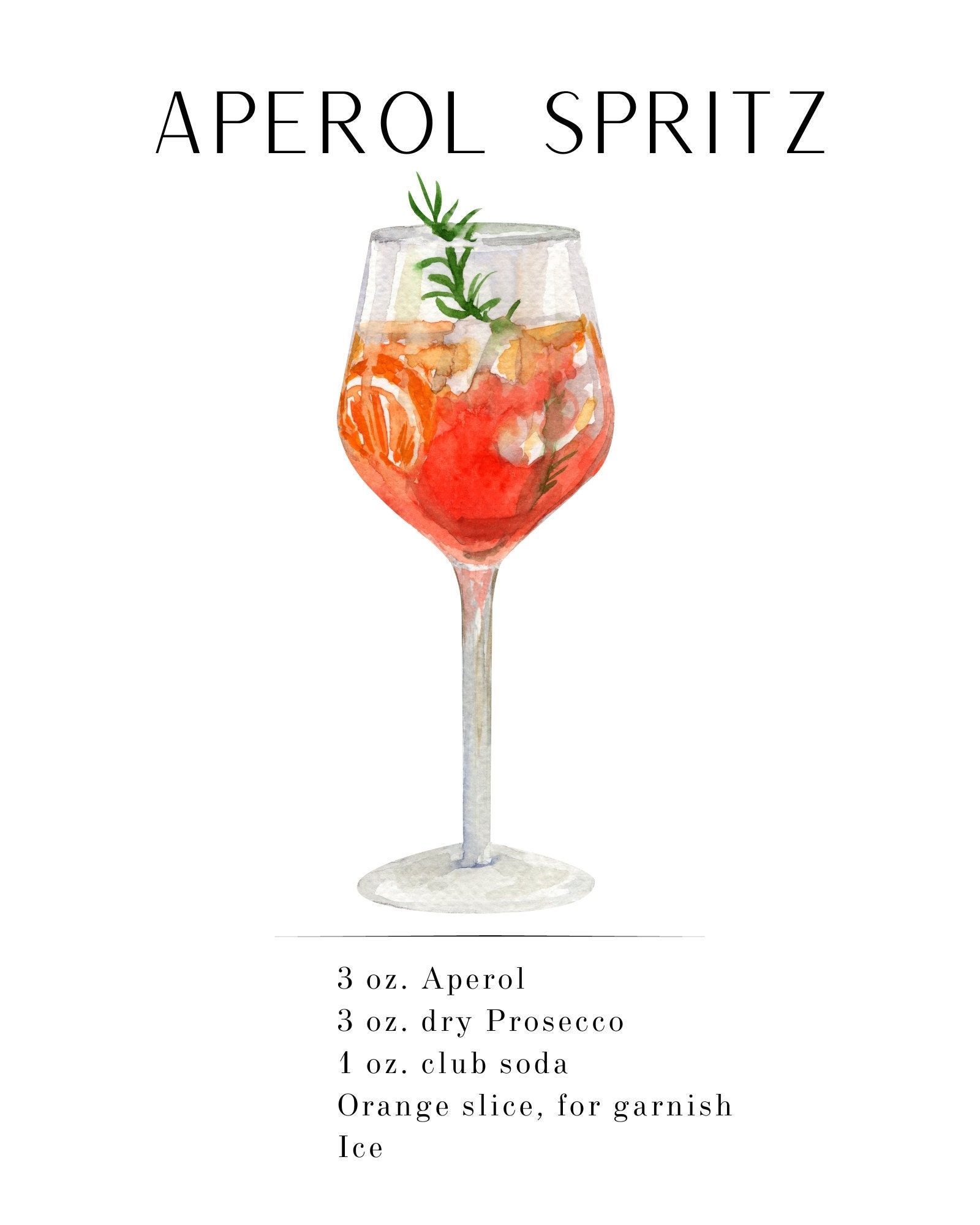 Aperol Spritz Recipe Printable Aperol Spritz Bar Cart Art Printable 