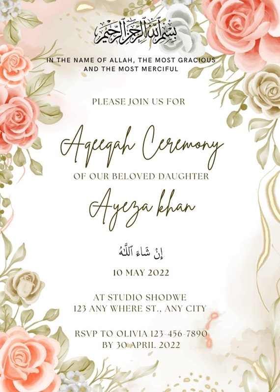 Aqeeqah Invitation Card Template Purchase Store Micoope gt