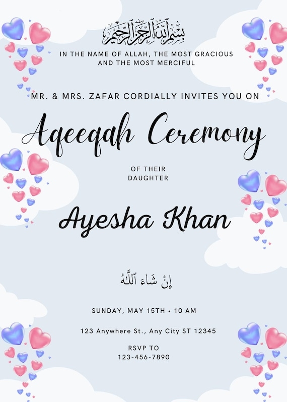 Aqeeqah Invitation Card Template Purchase Store Micoope gt