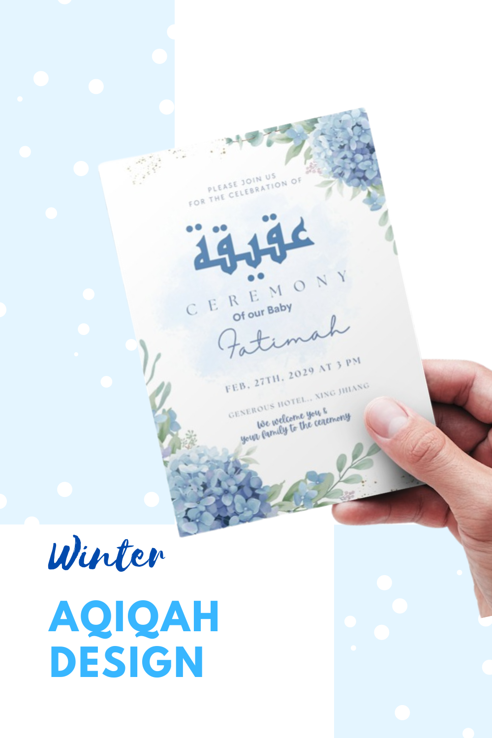 Aqiqah Editable Canva Inivitation Card Blue Aqiqah Card Invitation