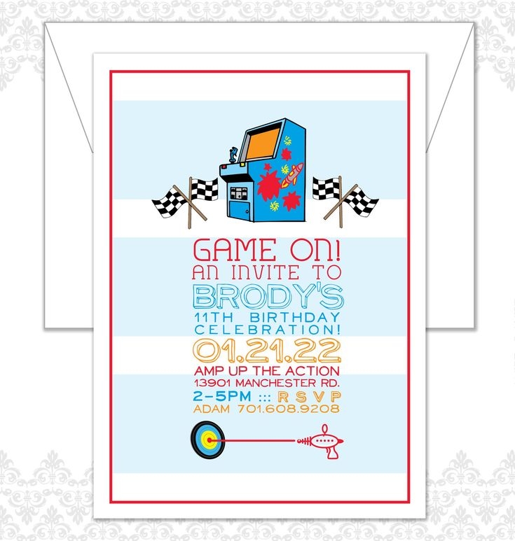 Arcade Birthday Party Invite Arcade Party Arcade Birthday Etsy 