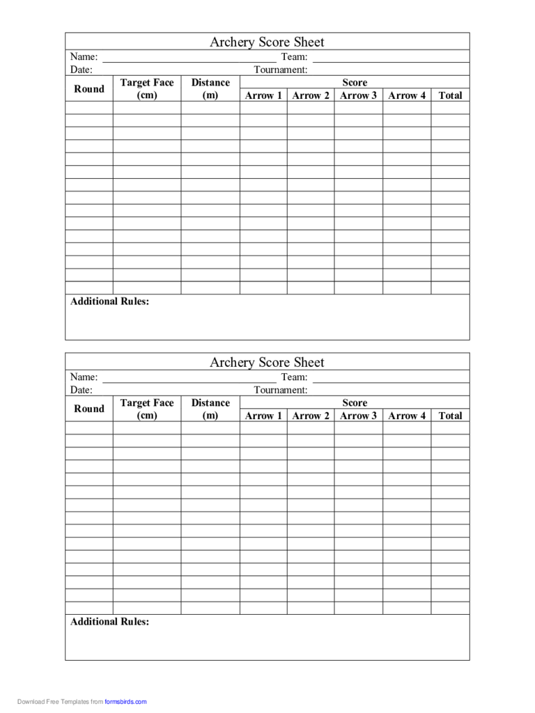 printable archery score card pdf