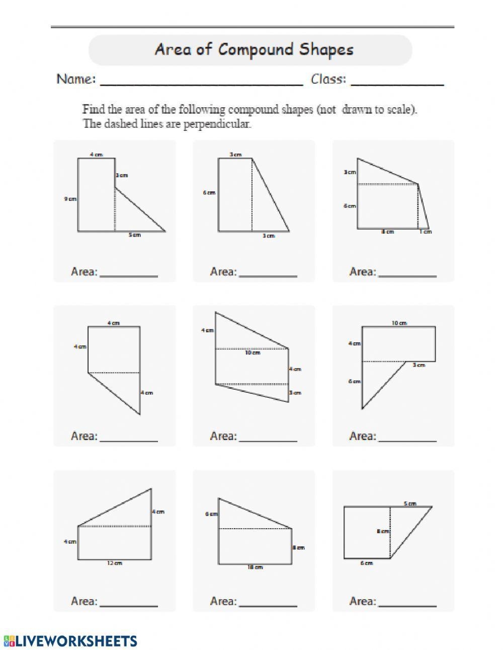 Area Of Compound Shapes Worksheet Live Worksheets Worksheets Library