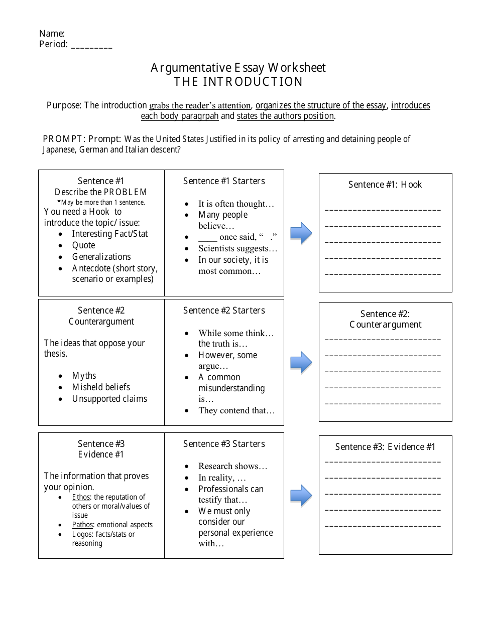 argumentative elementary age worksheet