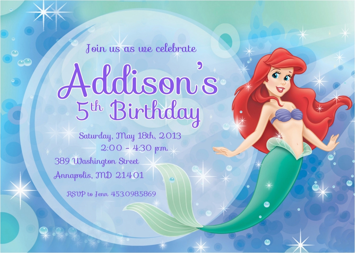 Ariel Birthday Invitations Printable 8 Best Images Of Free Printable 