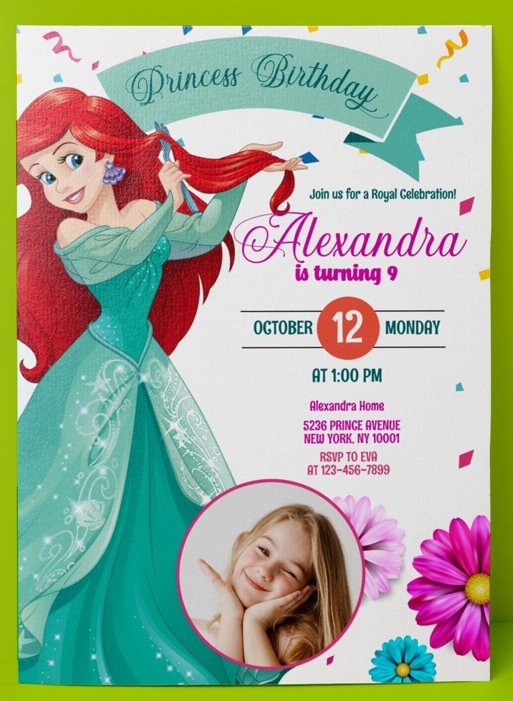 Ariel Invitation Princess Invitation Ariel Birthday Invitation