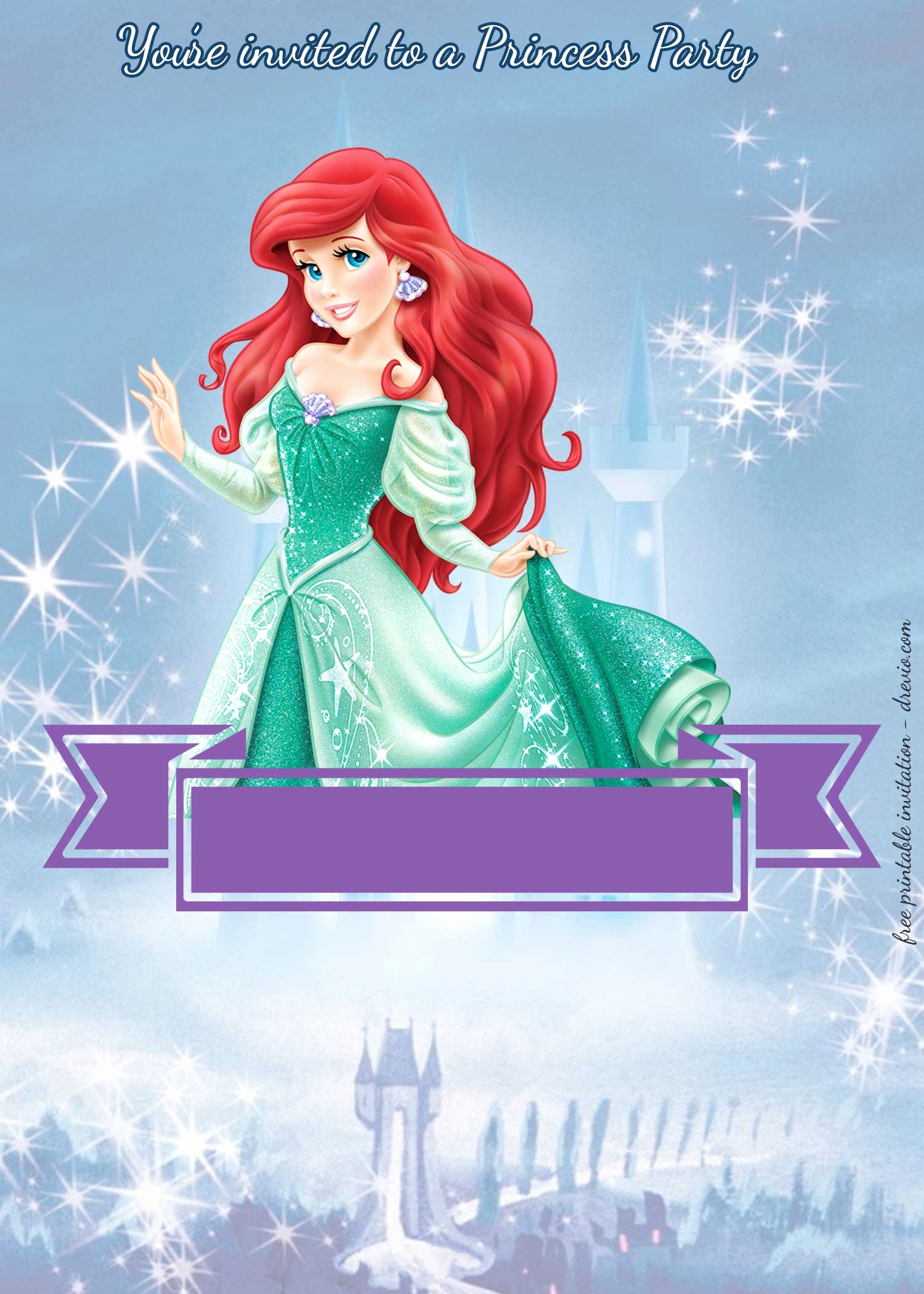 Ariel Invitation Template Free Best Of Free Princess Party Birthday