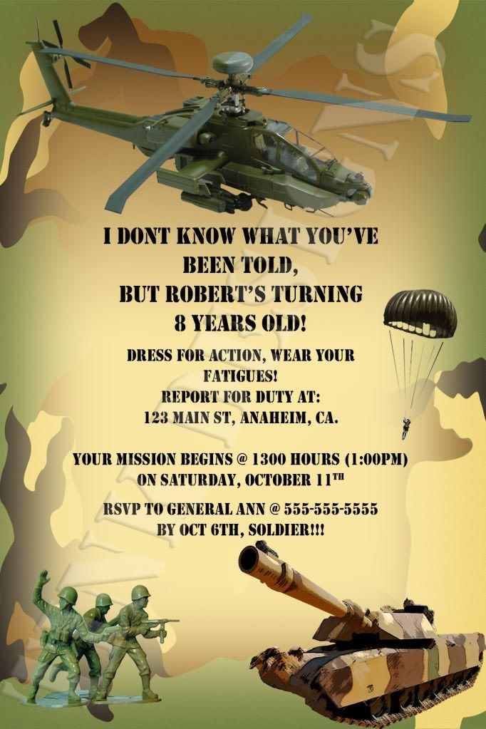 army birthday invitation templates free
