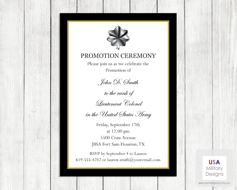 army promotion ceremony invitation template