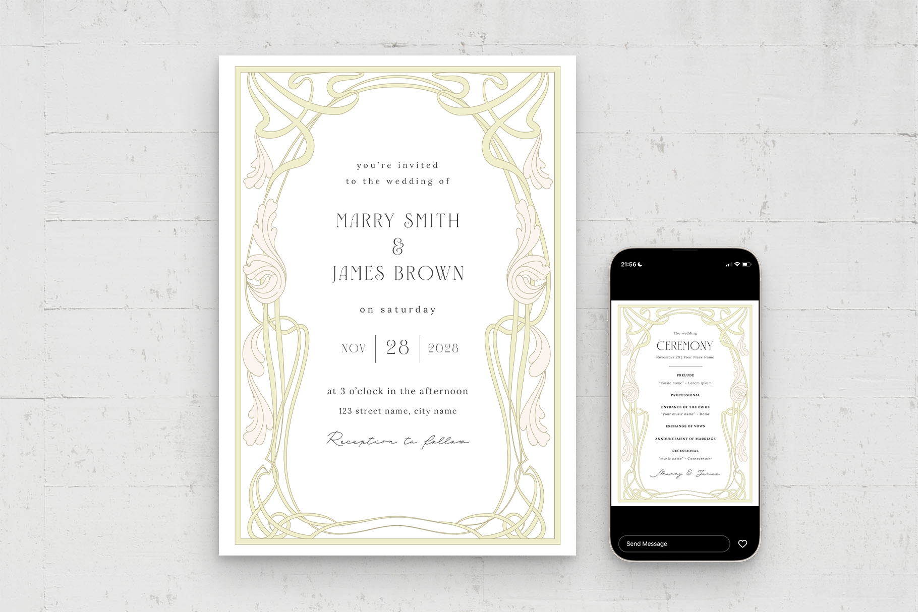 art nouveau invitation template