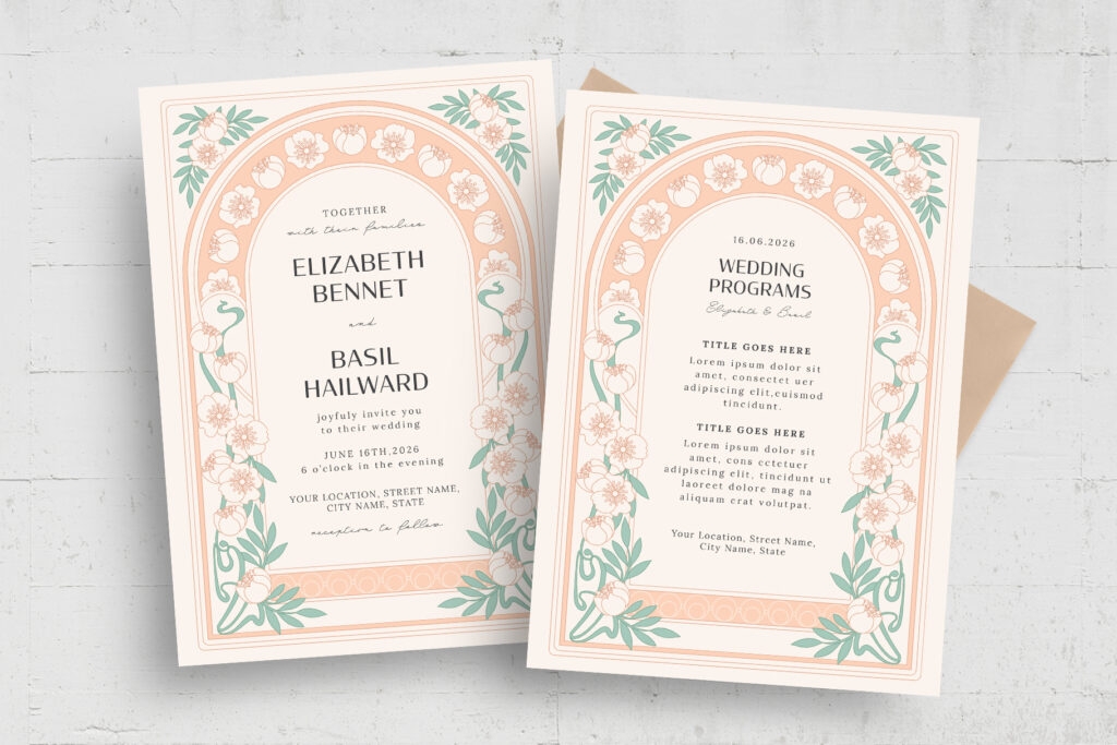 Art Nouveau Invitation Template BrandPacks