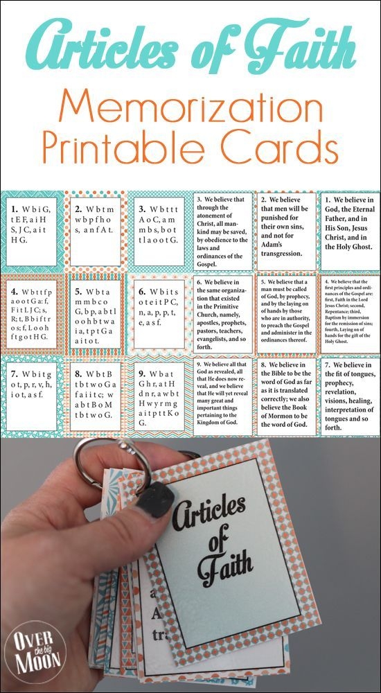 printable article of faith cards