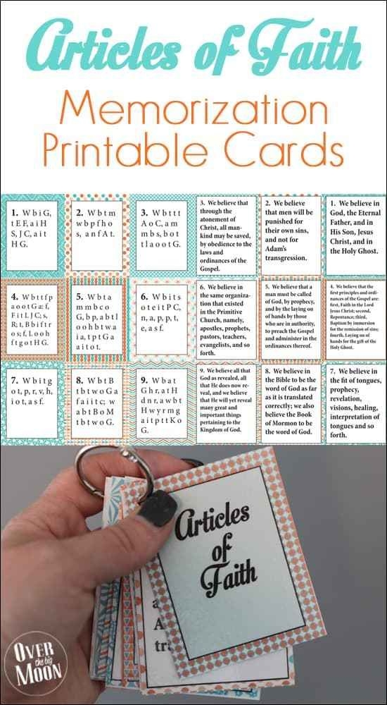 Article Of Faith Memorization Printable Cards How To Memorize Things