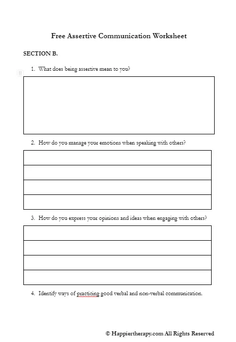 assertive communication worksheet