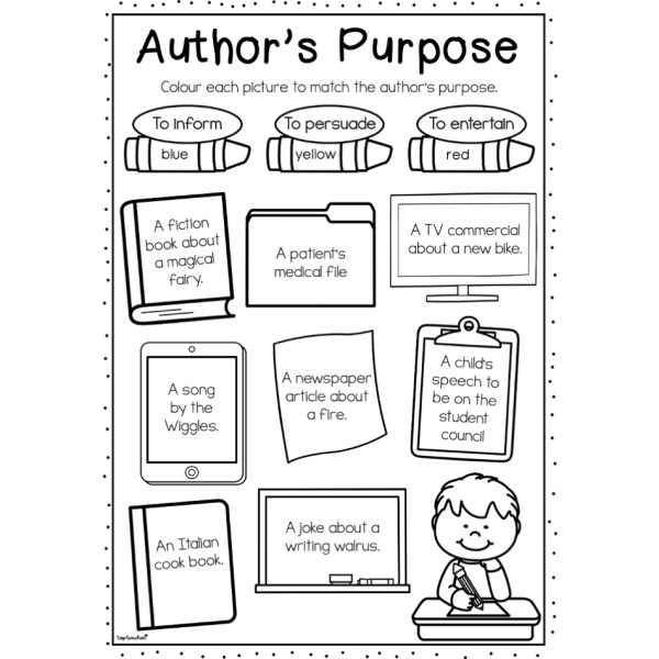 Authors Purpose Worksheets Activities Examples For Kids Worksheets 