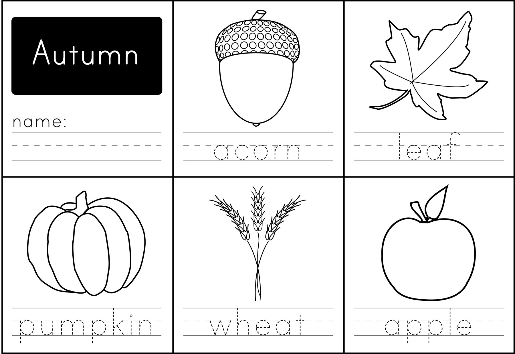 Autumn Preschool Worksheets