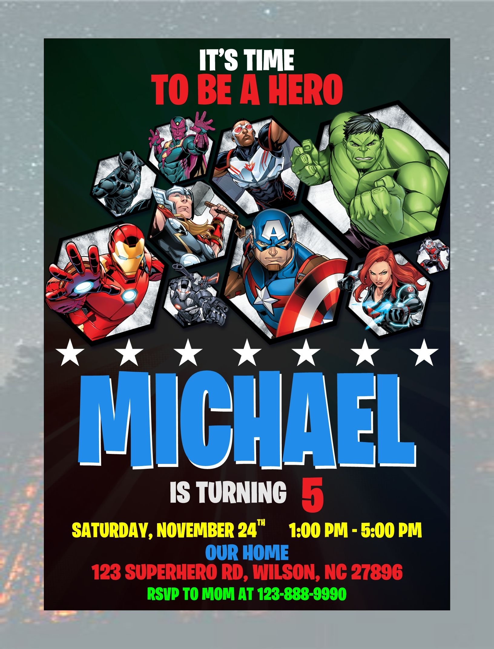 avengers party invitation template