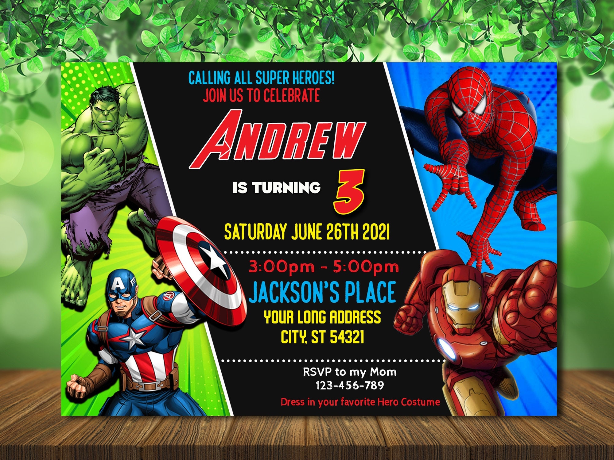 avengers birthday party invitation editable template free