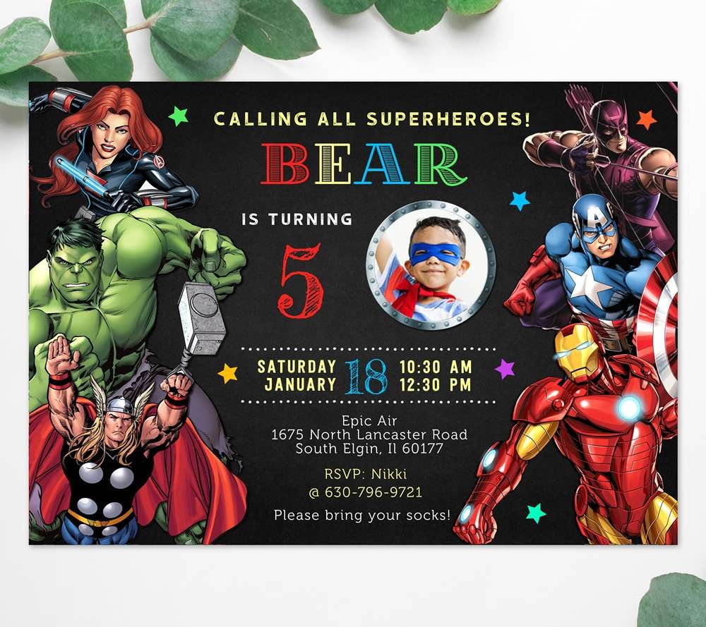 avengers theme birthday party invitation template free