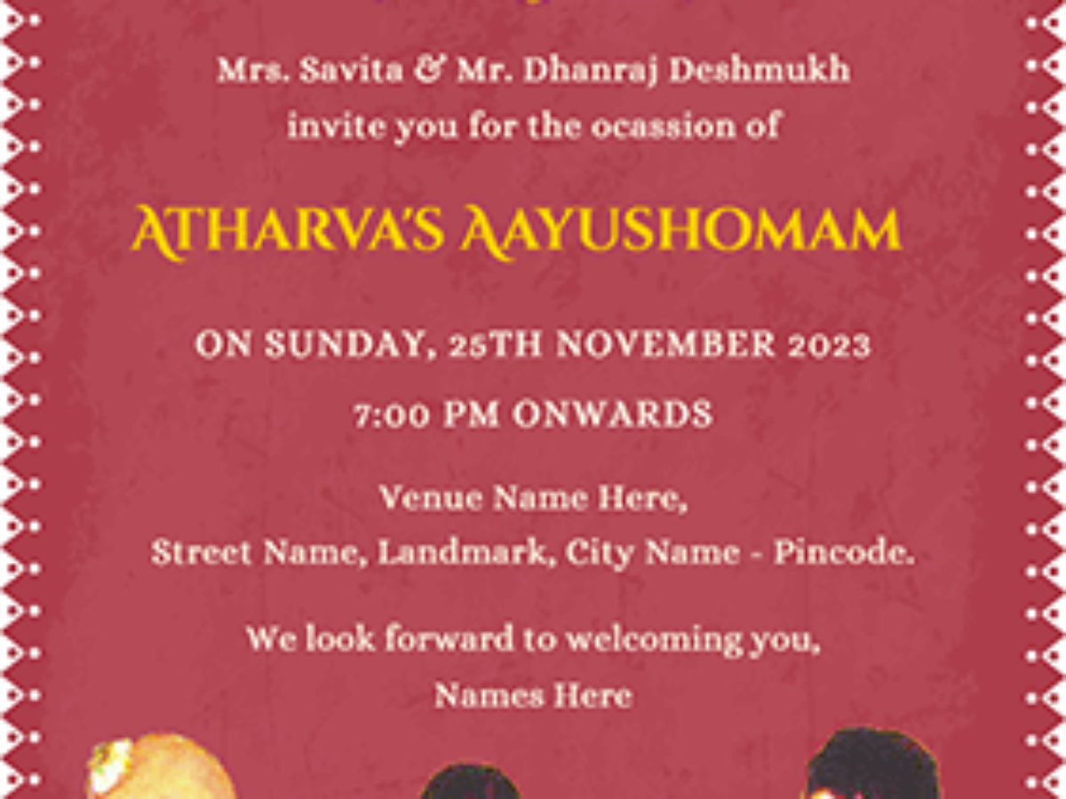Ayush Homam Invitation In English Infoupdate