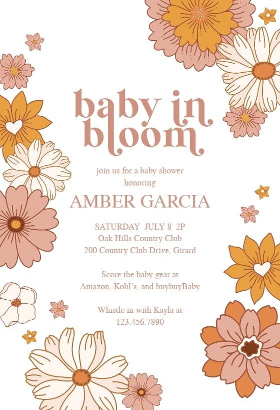 Baby In Bloom Baby Shower Invitation Template Artofit