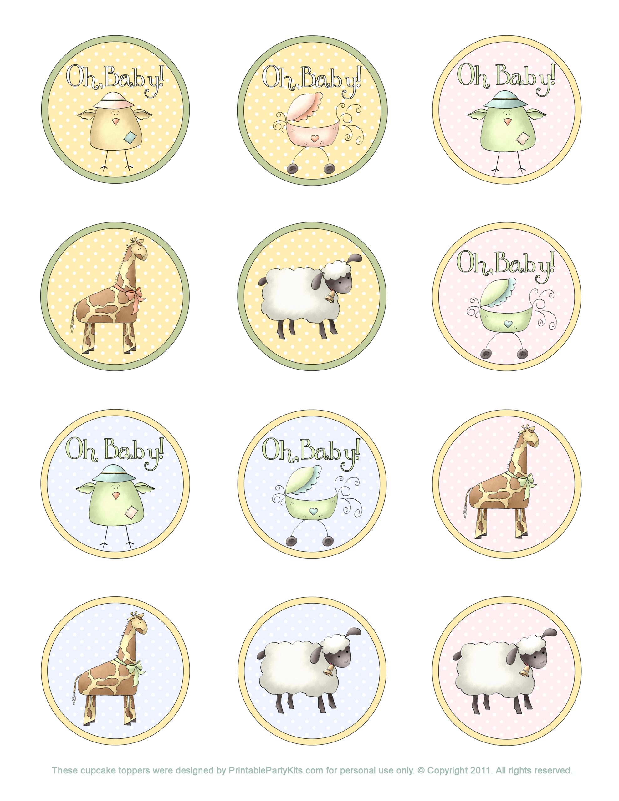 Baby Shower Cupcake Topper Template Printable Party Kits