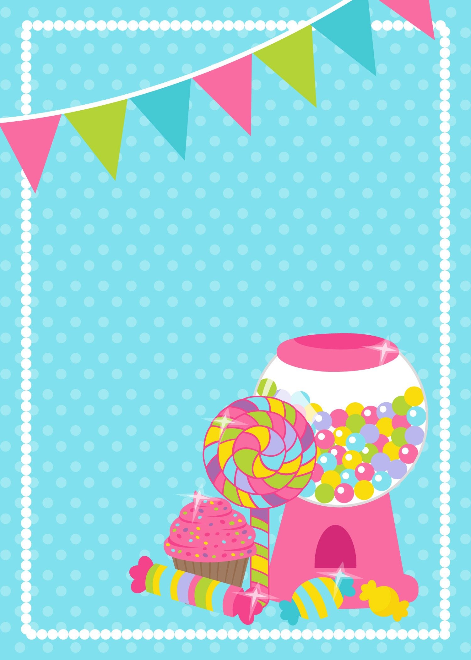 Background Candyland Theme Invitation Templates