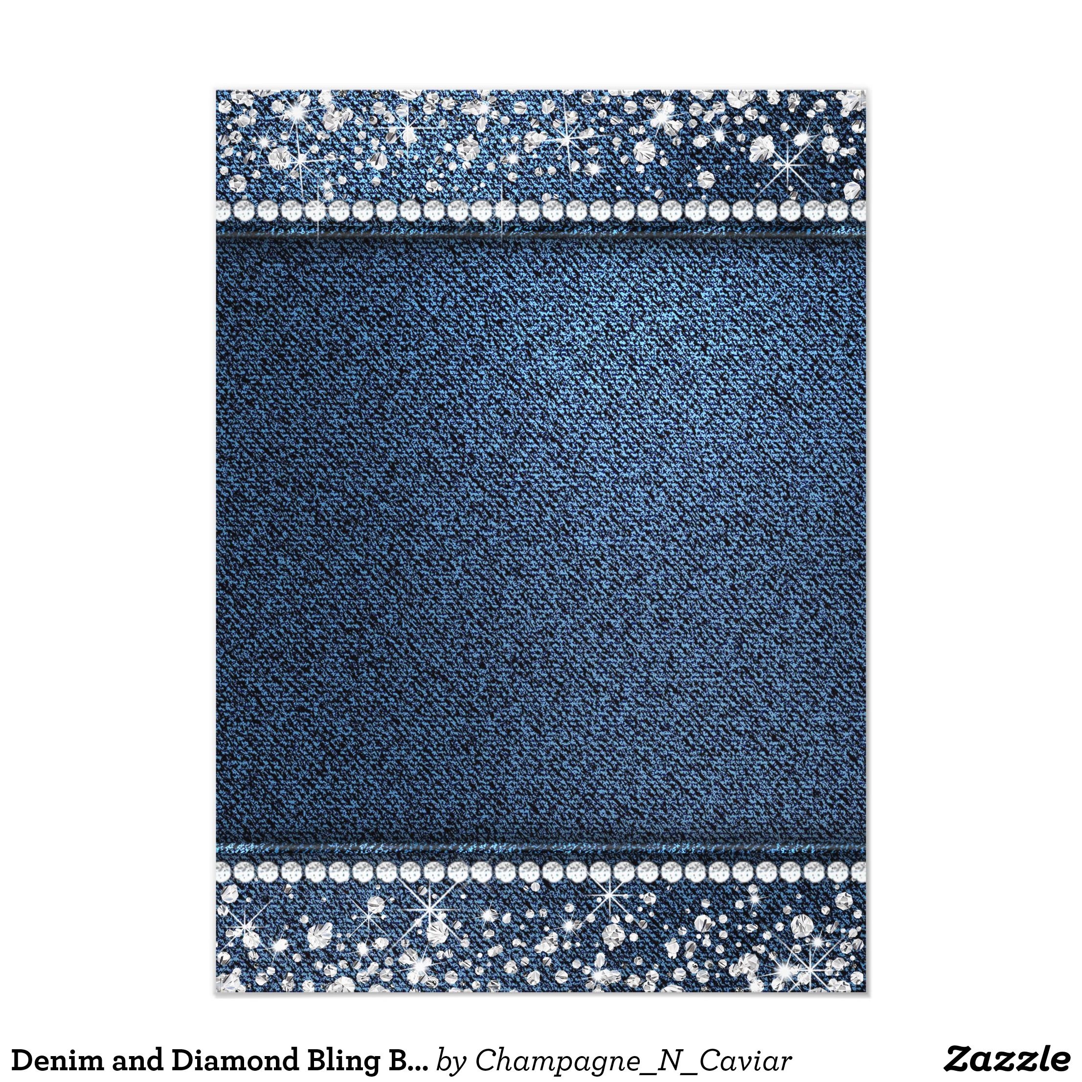 Background Denim And Diamonds Invitation Templates Free