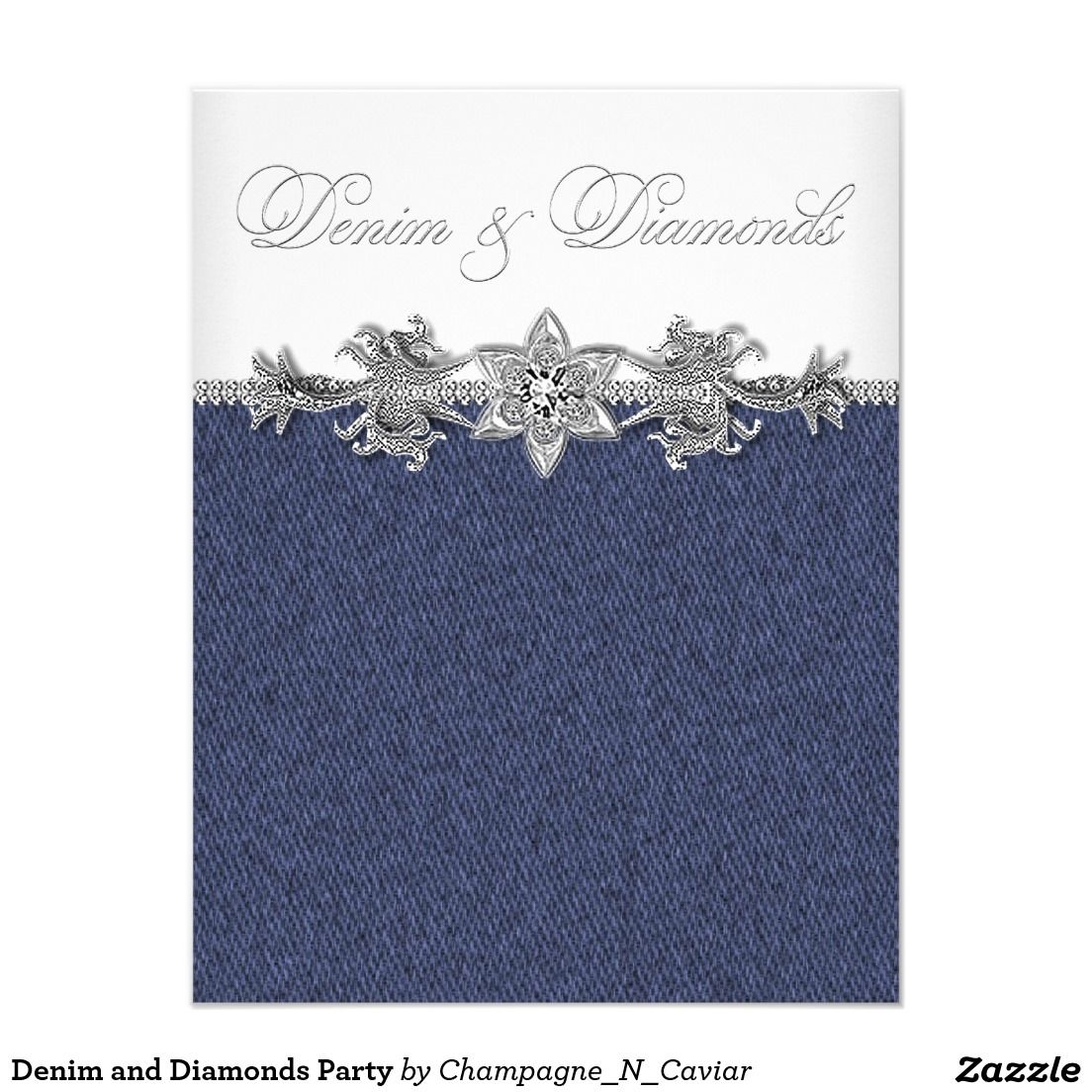 Background Denim And Diamonds Invitation Templates Free