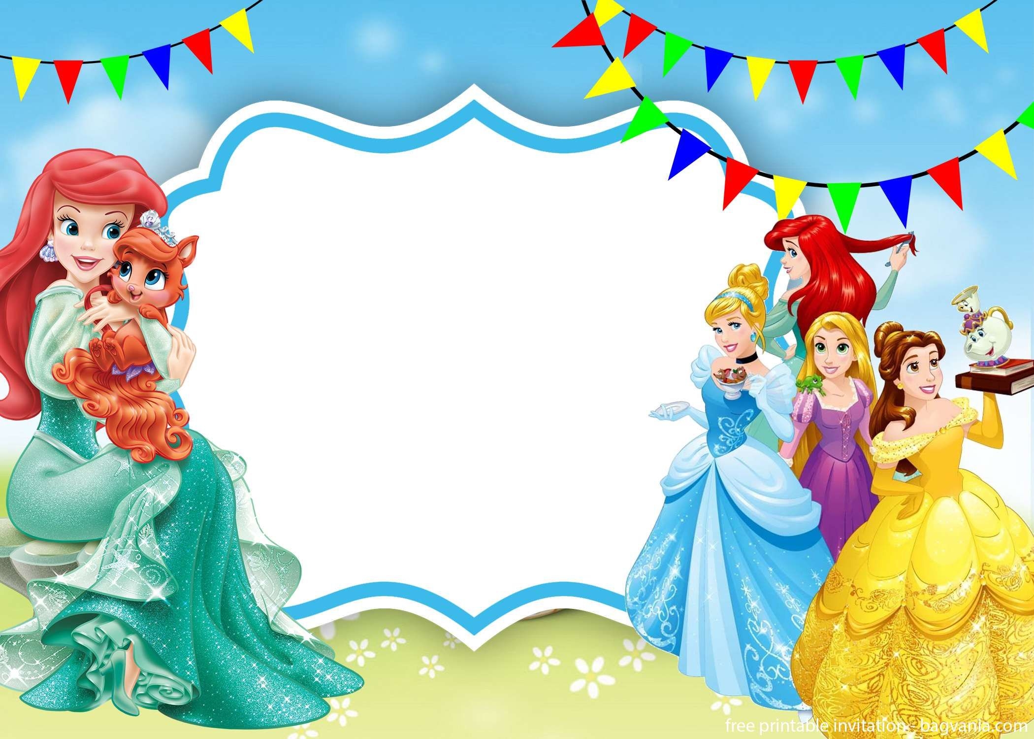 Background Disney Princess Invitation Template