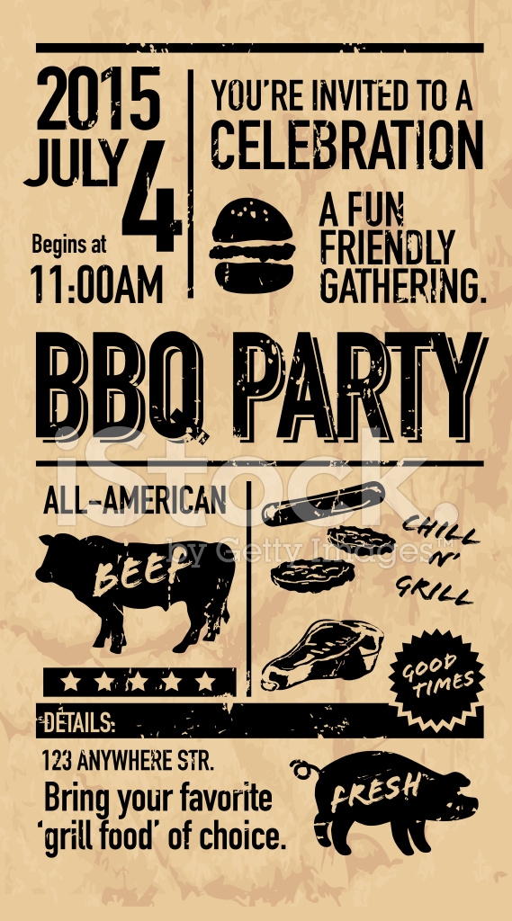 Backyard Bbq Themed Invitation Template Stock Photo Royalty Free 