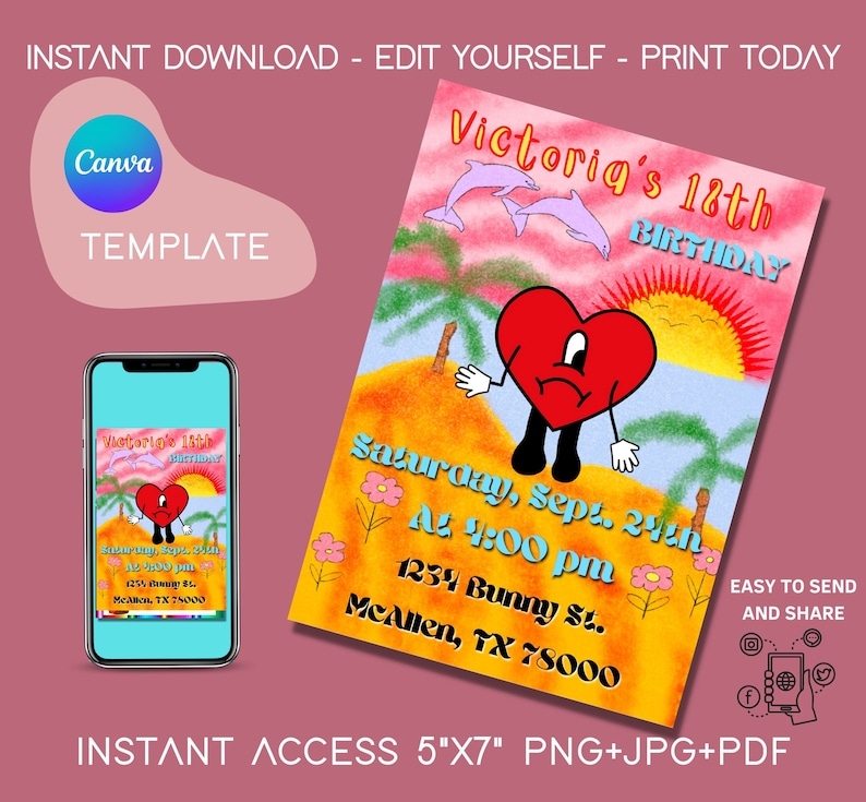 Bad Bunny Invitation Template