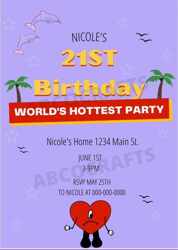 Bad Bunny Invitation Un Verano Sin Ti Editable World 39 s Etsy Bunny